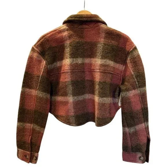 NWT Aritzia Wilfred Free The Ganna Crop Italian Wool Plaid Shacket - Womens S - Picture 2 of 9